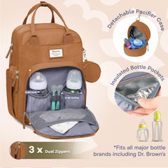 RUVALINO diaper bag insulated bottle pockets keep bottles at the right temperature.