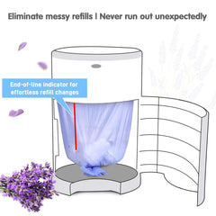 RUZAKO Dekor Classic refills demonstrating compatibility with hands-free diaper pail