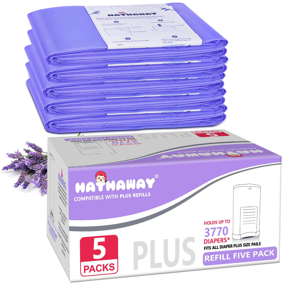 RUZAKO Dekor Plus refill long bags showing extended length for fewer diaper changes.