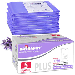 RUZAKO Dekor Plus refill long bags showing extended length for fewer diaper changes.
