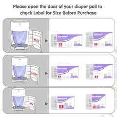 RUZAKO lavender-scented refill bag illustration highlighting odor-control and fresh nursery atmosphere.
