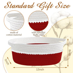 RVEAFA cotton rope material basket with plush trim provides soft texture