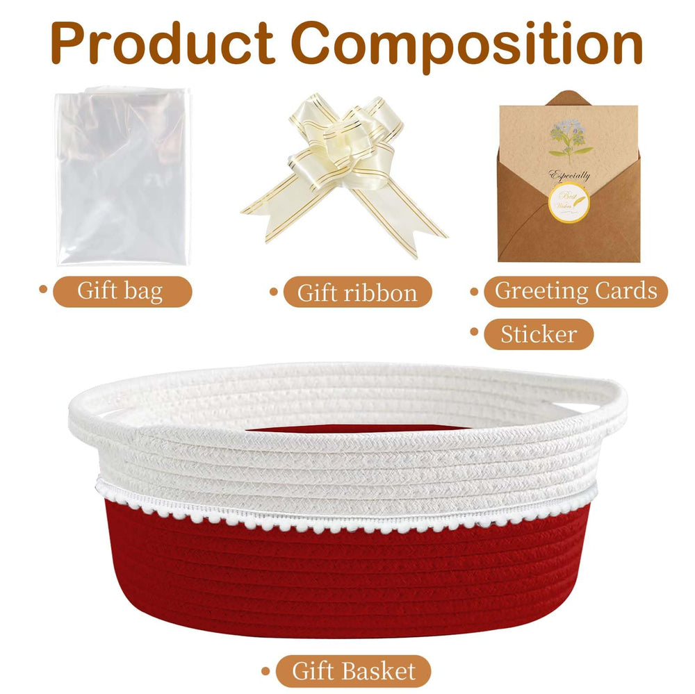 RVEAFA dual-tone Christmas red gift basket adds festive decor and compact storage appeal