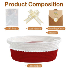 RVEAFA dual-tone Christmas red gift basket adds festive decor and compact storage appeal