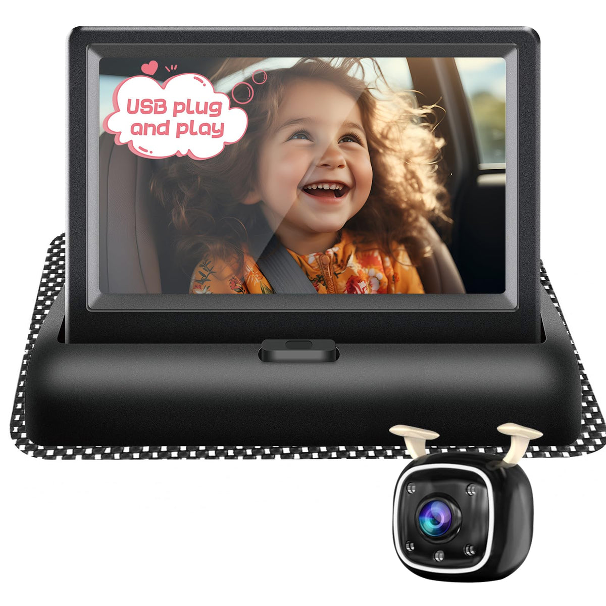 RVGoNow baby car camera with 4.3-inch monitor helps you monitor your baby while driving safely