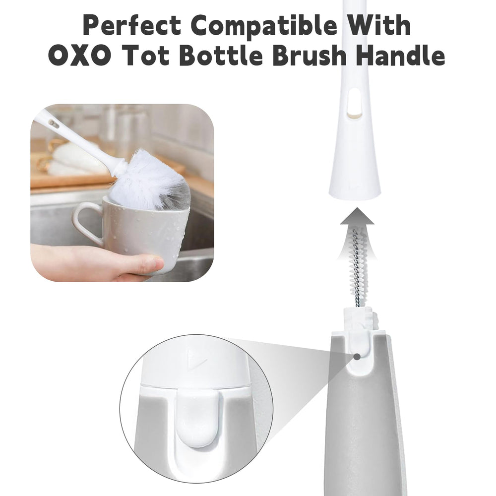 RXZHZYM bristle-free replacement head enables thorough cleaning of narrow bottle necks