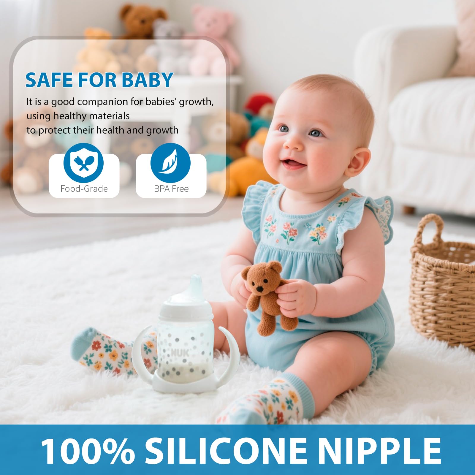 RXZHZYM silicone spout promotes mess-free meals with leakproof design.