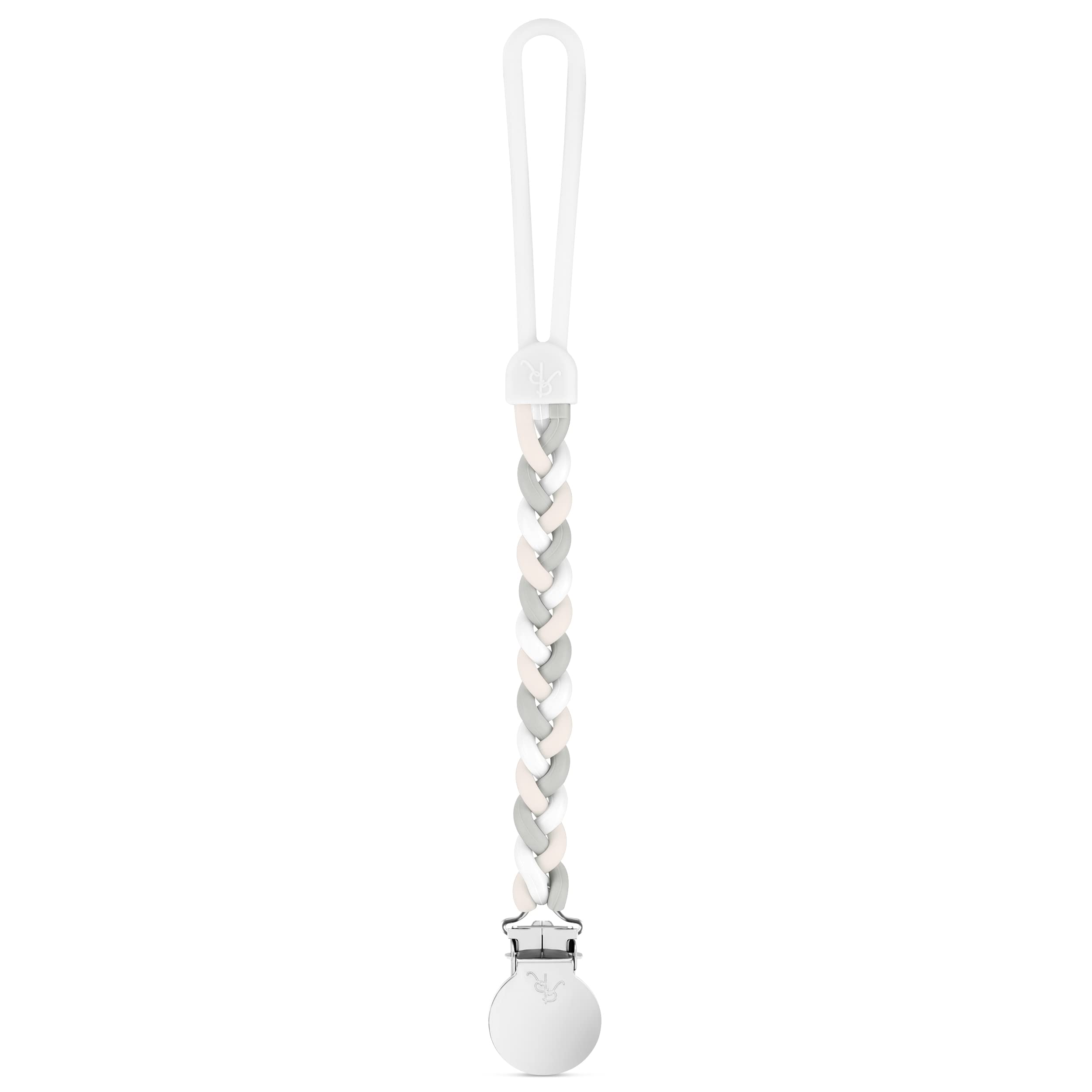 Ryan & Rose Cutie Clip Braiden silicone sandbox shows a secure pacifier clip for on-the-go use.