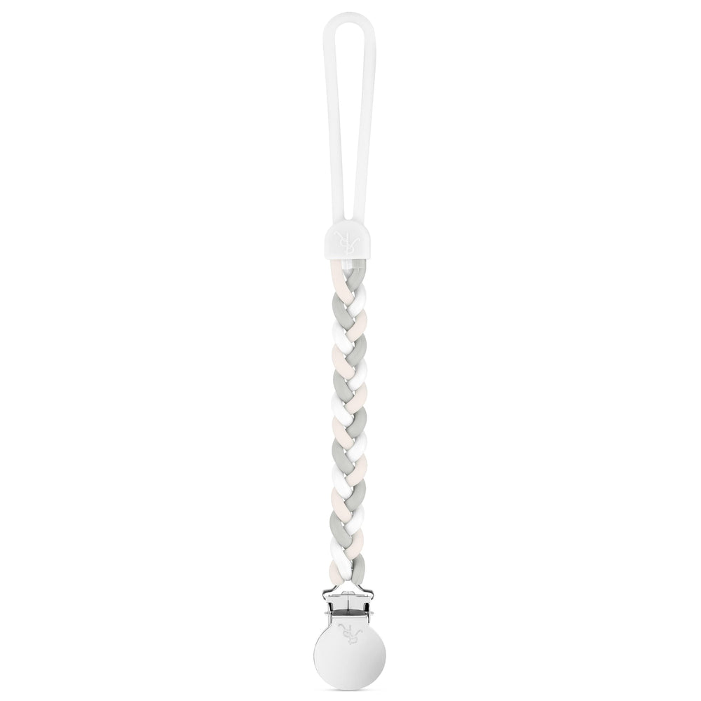 Ryan & Rose Cutie Clip Braiden silicone sandbox shows a secure pacifier clip for on-the-go use.