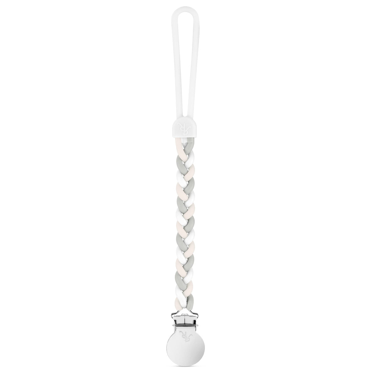 Ryan & Rose Cutie Clip Braiden silicone sandbox shows a secure pacifier clip for on-the-go use.