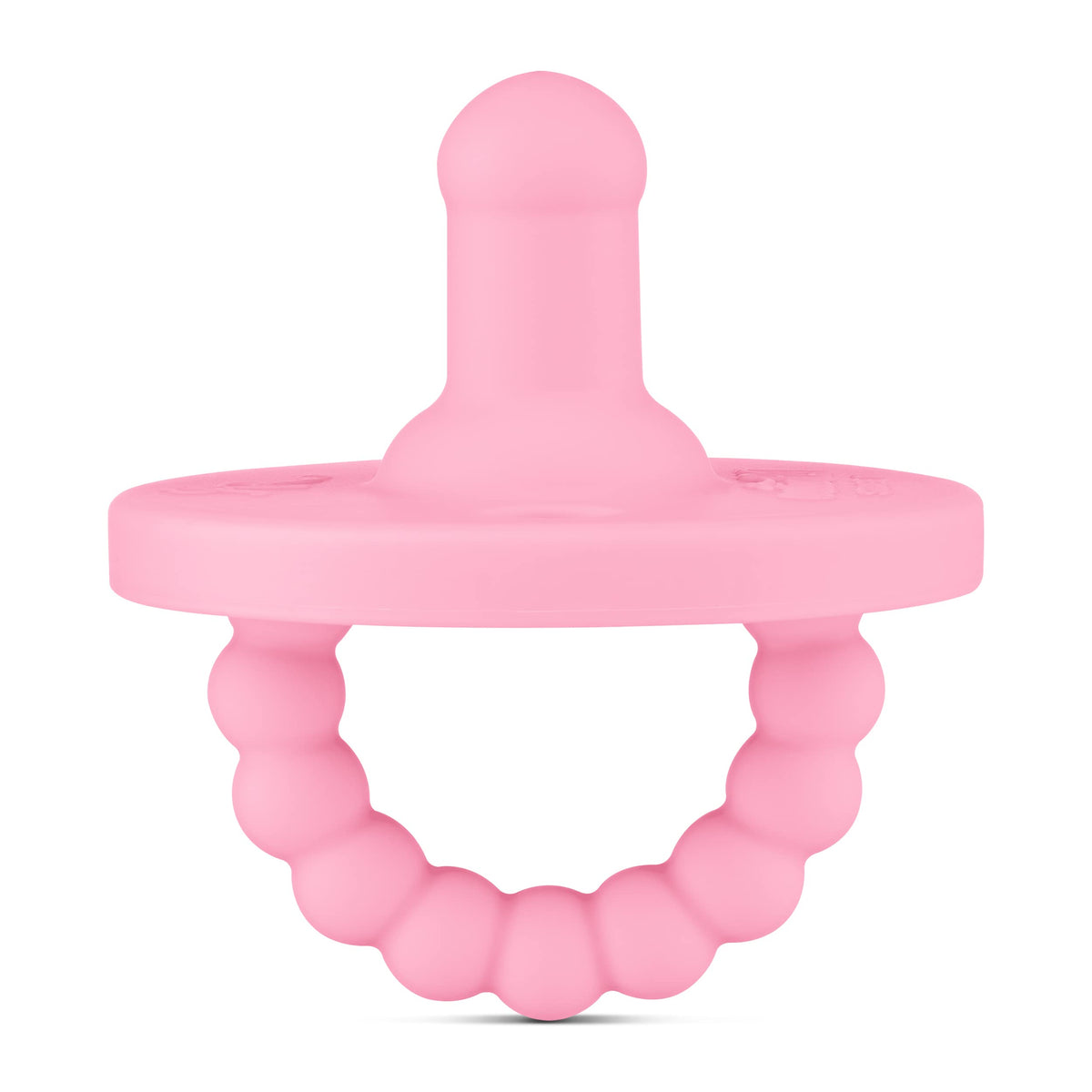 Ryan & Rose Cutie PAT pacifier closeup with soft silicone for gentle gum comfort.