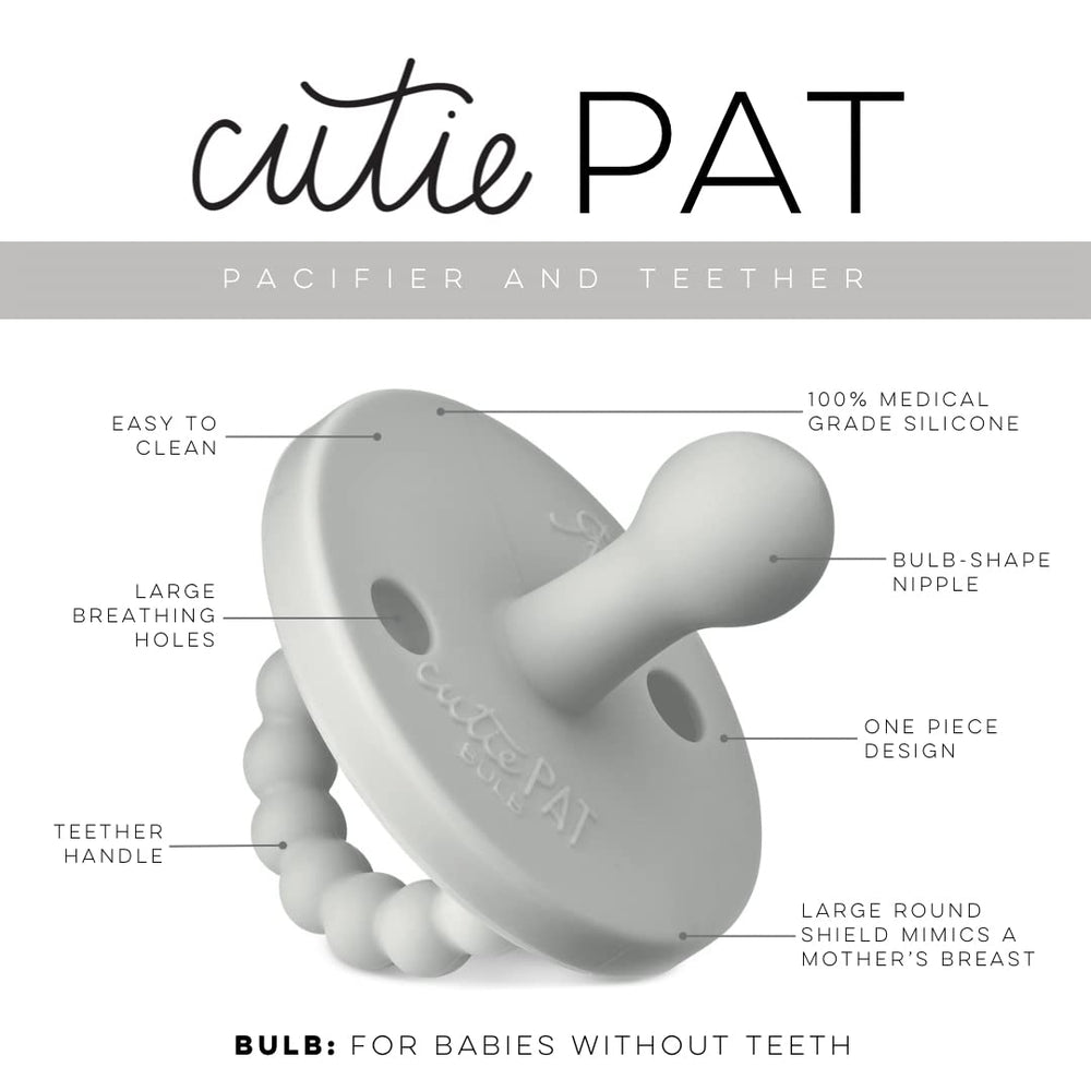 Ryan & Rose Cutie PAT Teether ridges ease gum discomfort during teething.