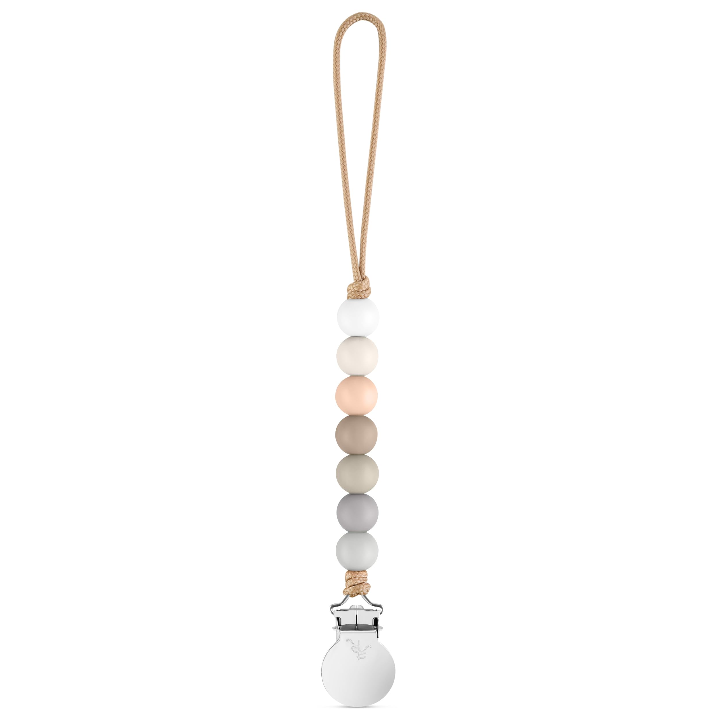 Ryan & Rose Georgia pacifier clip linen with metal clip keeps pacifier secure and clean.