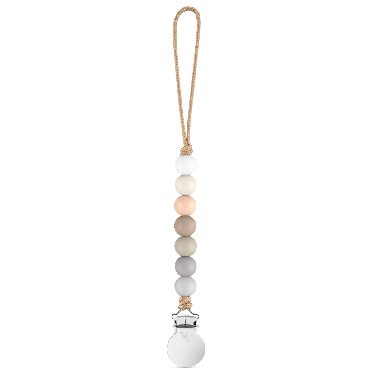 Ryan & Rose Georgia pacifier clip linen with metal clip keeps pacifier secure and clean.