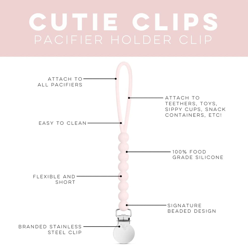 Ryan and Rose Cutie Clip Judy pink clips to clothing or stroller for easy access.