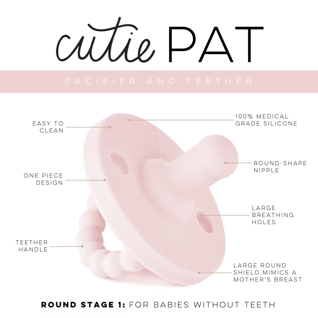 Ryan & Rose Cutie PAT Bliss pacifier close-up showing soft nipple for gentle soothing