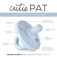 Ryan & Rose Cutie PAT blue teether close-up highlighting gum relief