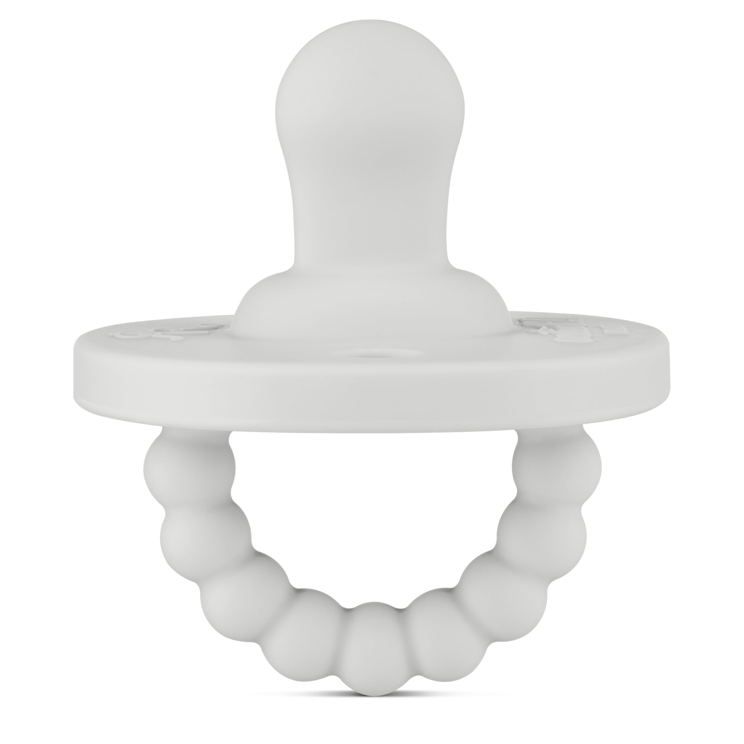 Ryan & Rose Cutie PAT Flat Gray packaging highlights safe silicone soothing for babies.