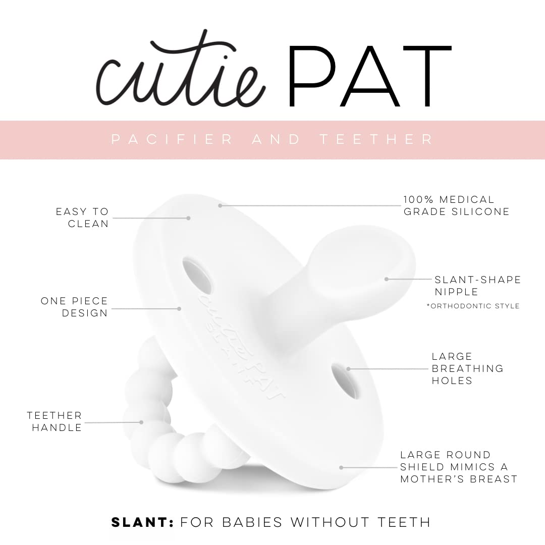 Ryan & Rose Cutie PAT Slant teether features an easy-to-hold ridged handle.