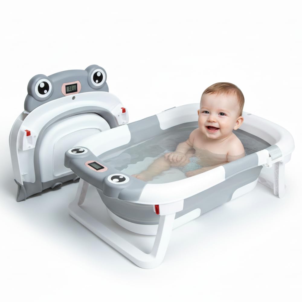 Rylor baby bathtub foldable edges for compact storage and quick setup.