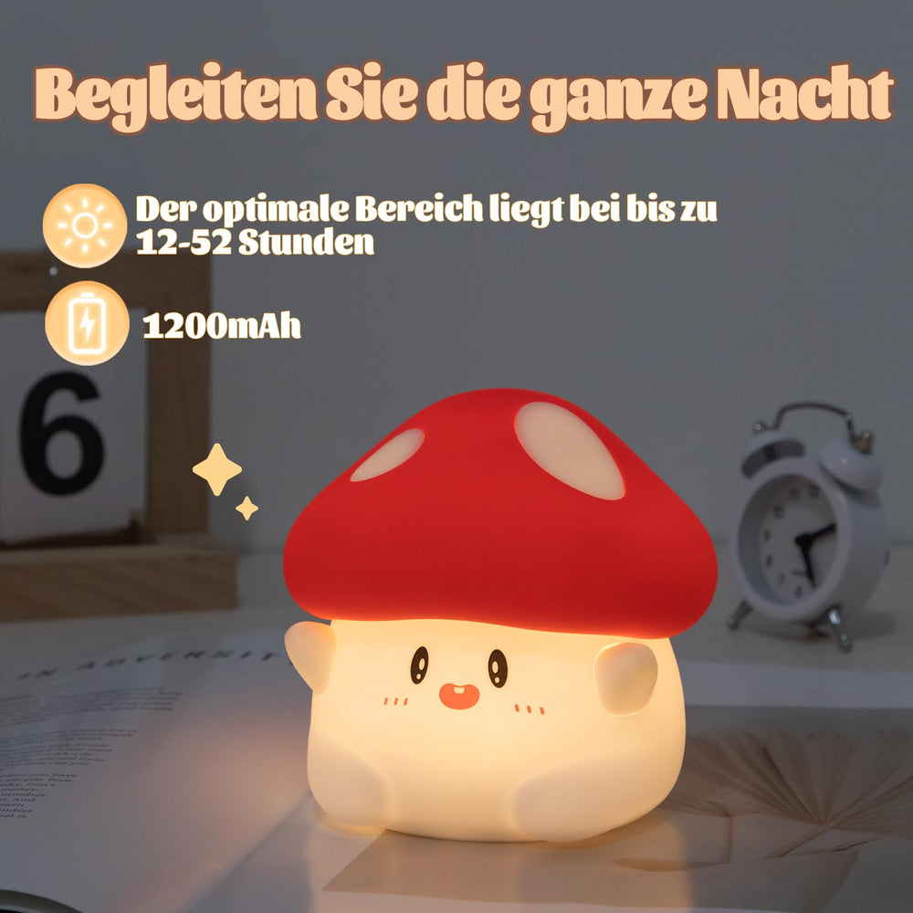 Rytinazzz mushroom lamp charges via USB-C for portable use