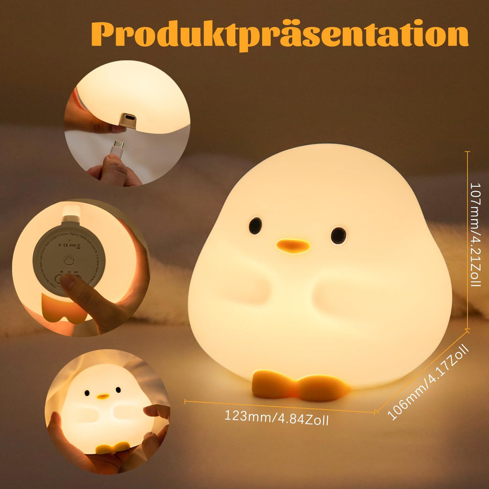 Rytinazzz Dudu Duck Night Light made from soft non-toxic silicone and is easy to clean.