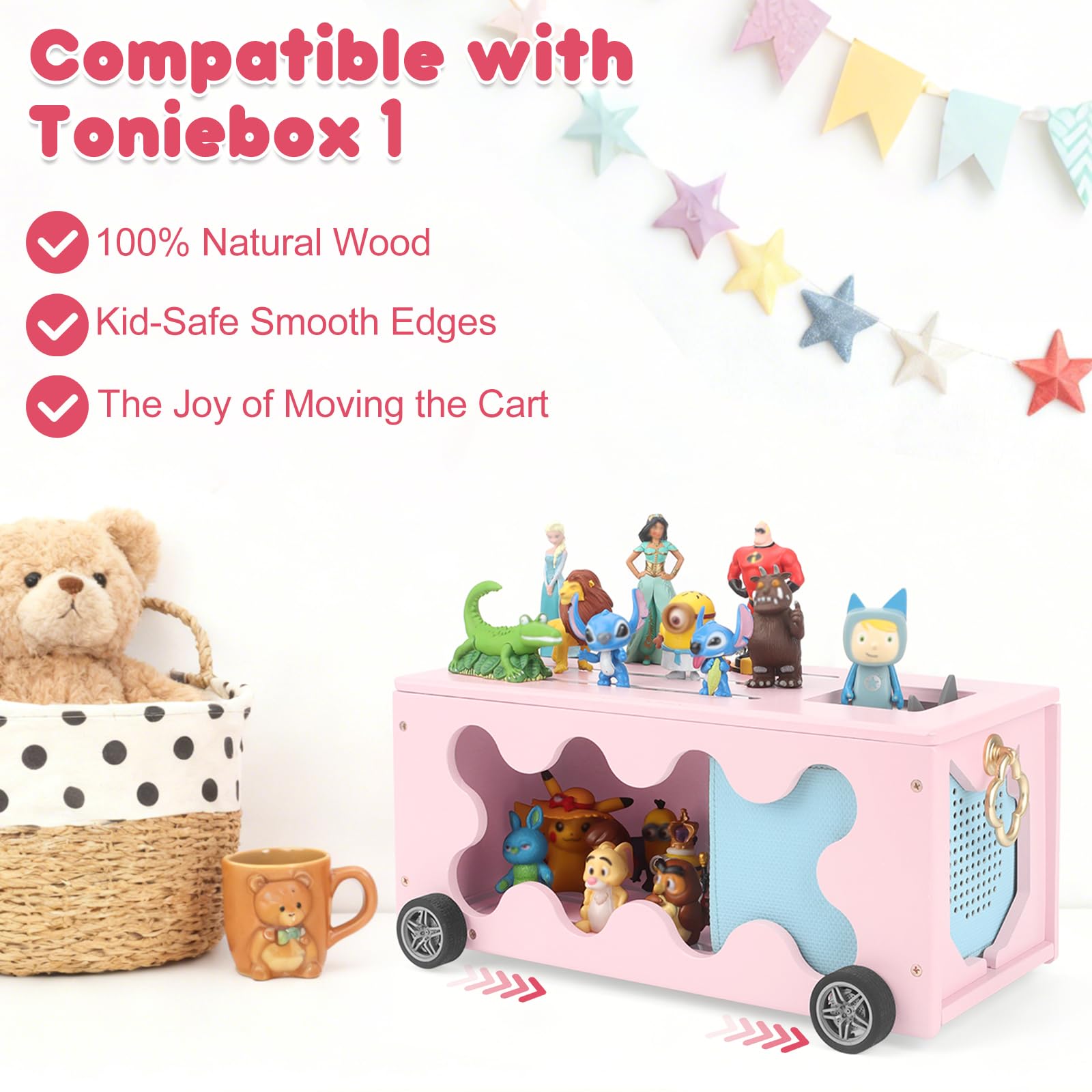 RZYLKA Tonies figures display 20–30 characters on a neat shelf display.