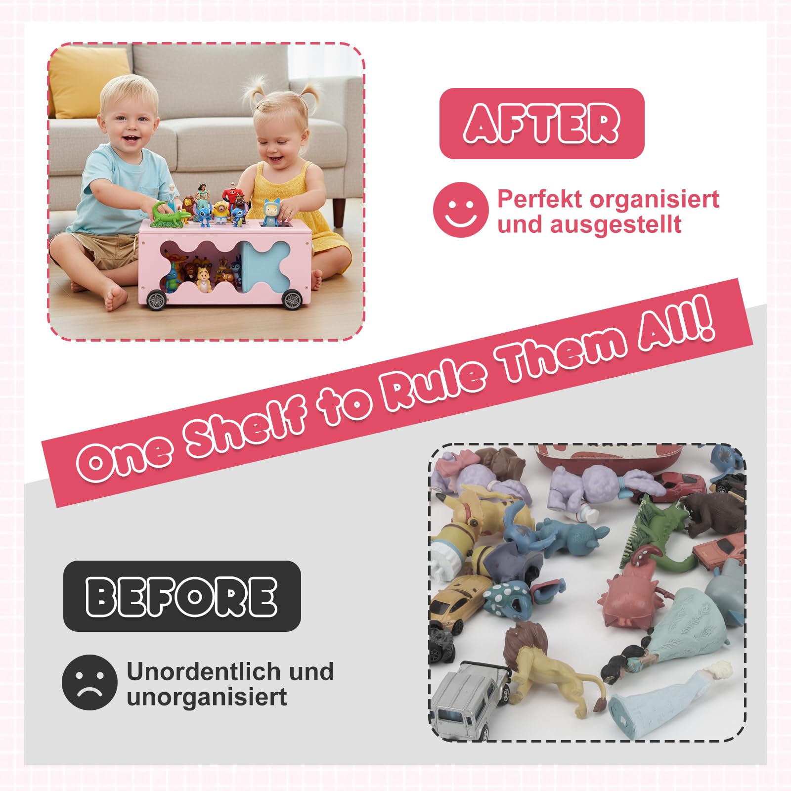 RZYLKA Tonies playroom decor adds charm while keeping items organized.
