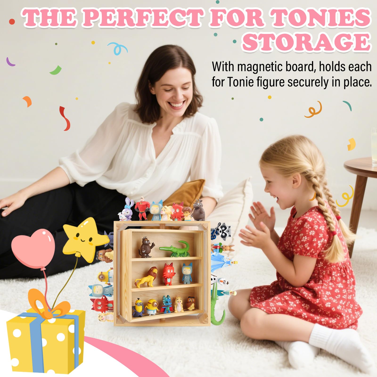 RZYLKA Tonies rotating shelf child room decor highlights versatile design for playrooms