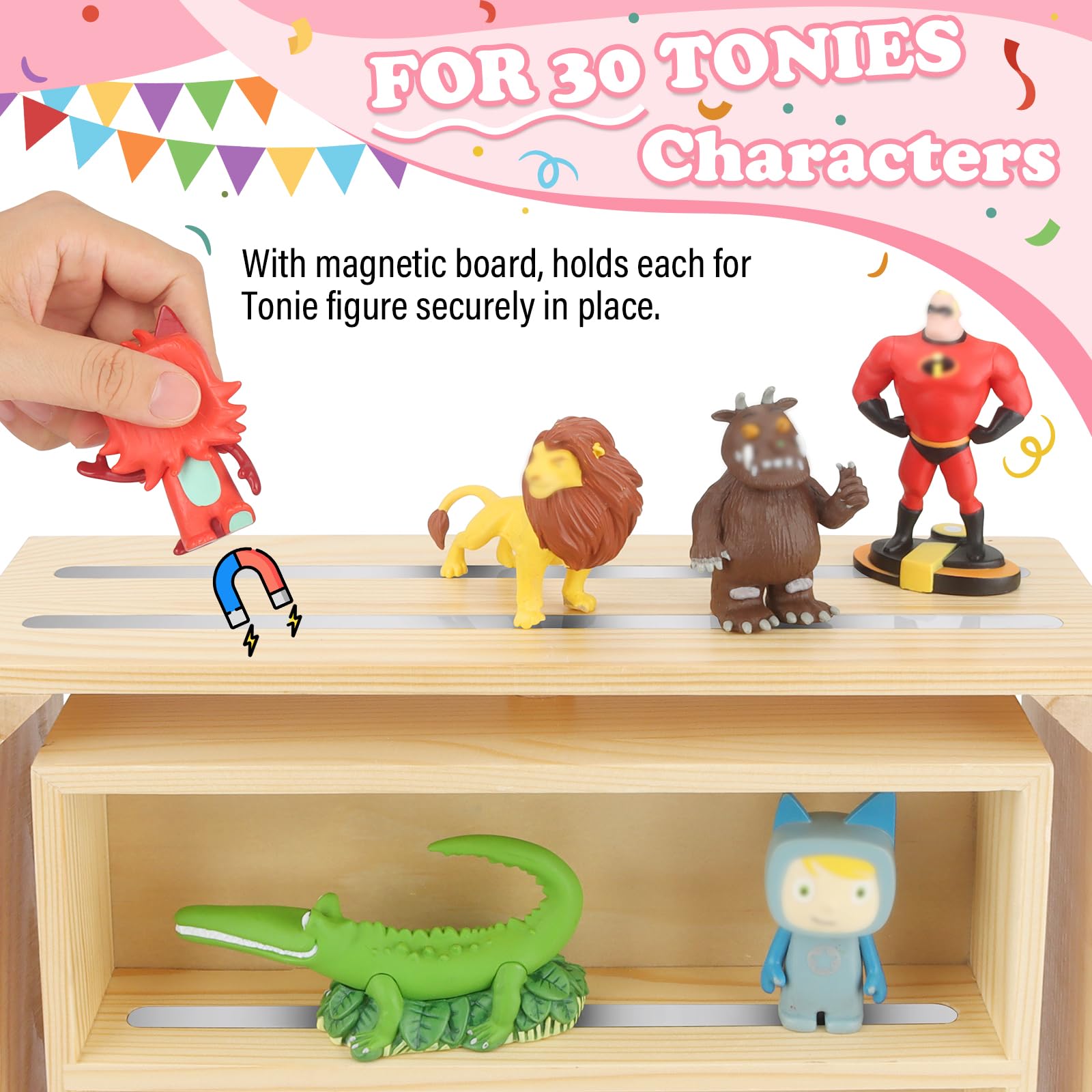 RZYLKA Tonies rotating shelf desk placement demonstrates simple setup without drilling