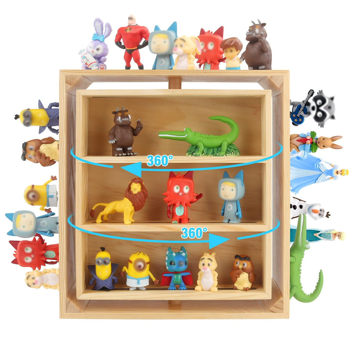 RZYLKA Tonies rotating shelf front view shows space-saving organization