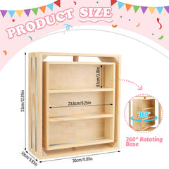 RZYLKA Tonies rotating shelf top view emphasizes easy 360° access for selection