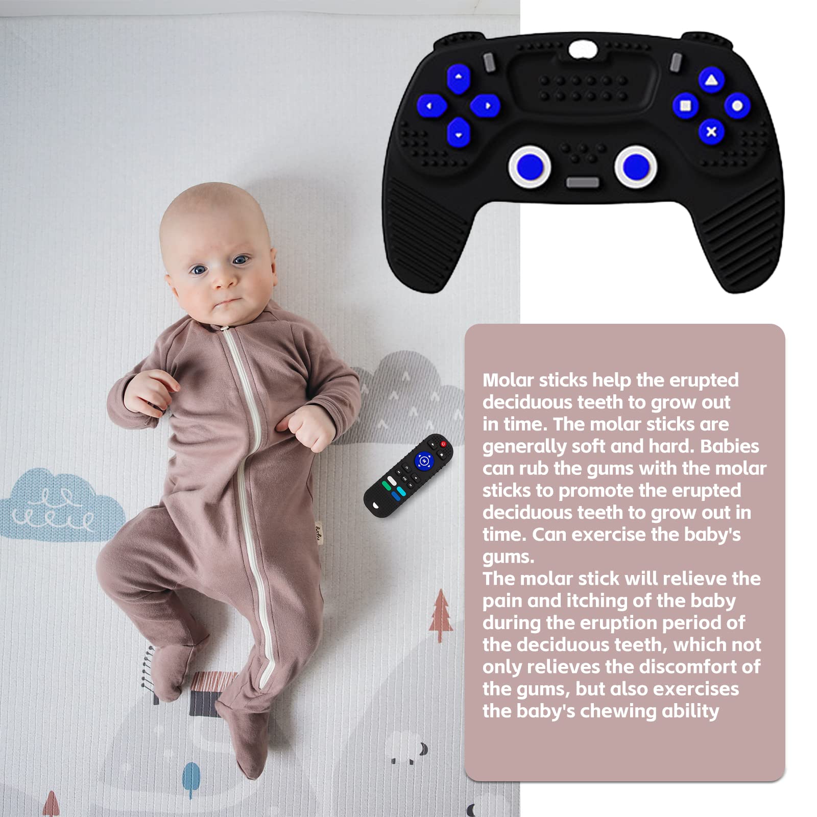 S-SNAIL-OO teether buttons demonstrate cause-and-effect through interactive play.