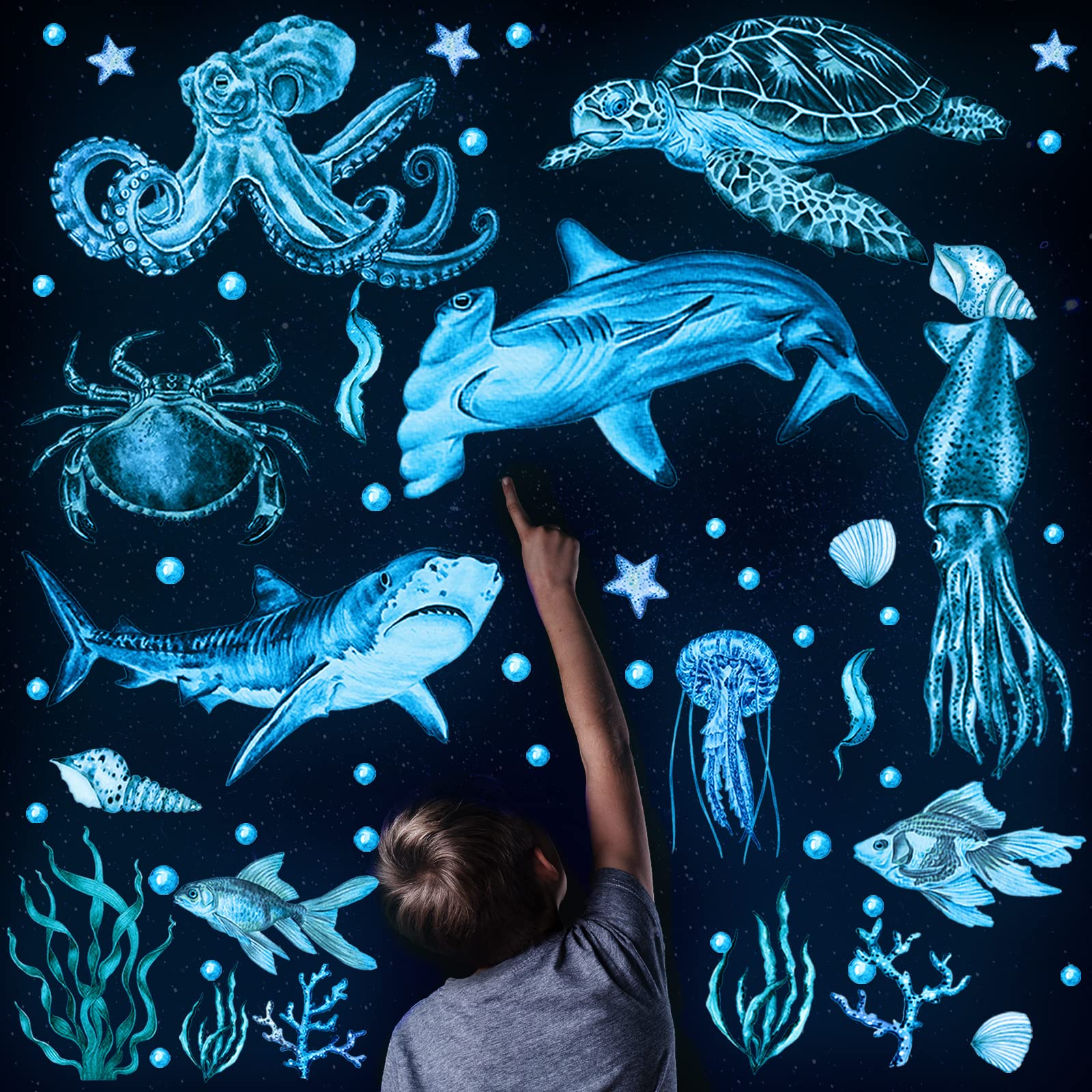 Sabary glow ocean wall decals sea creatures brighten kids' rooms at night