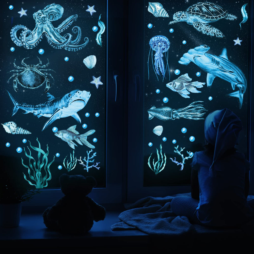 Sabary glow ocean wall decals starfish enhance nursery decor at night