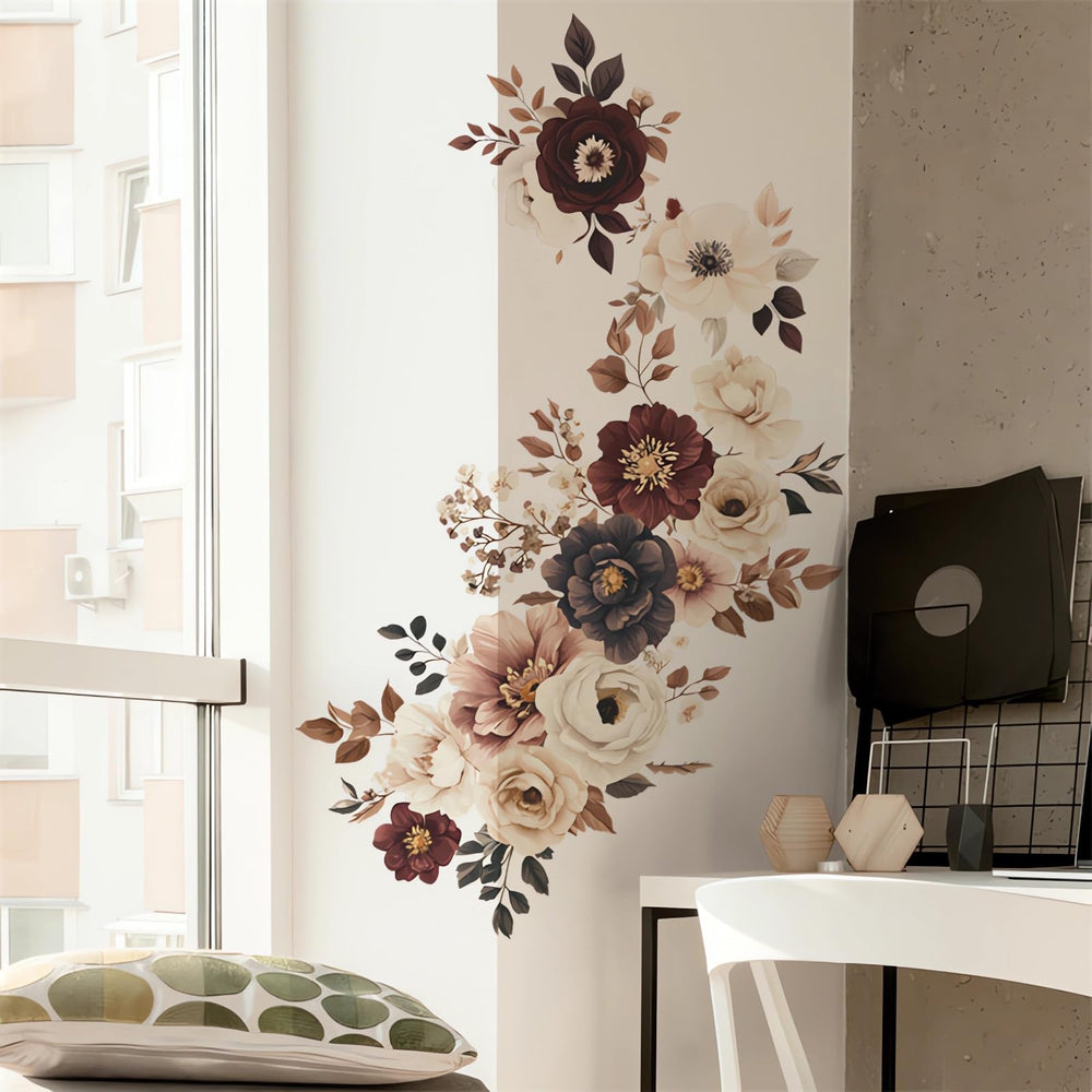 sacinora bathroom floral wall sticker adds fresh color and quick refresh to a compact bathroom.