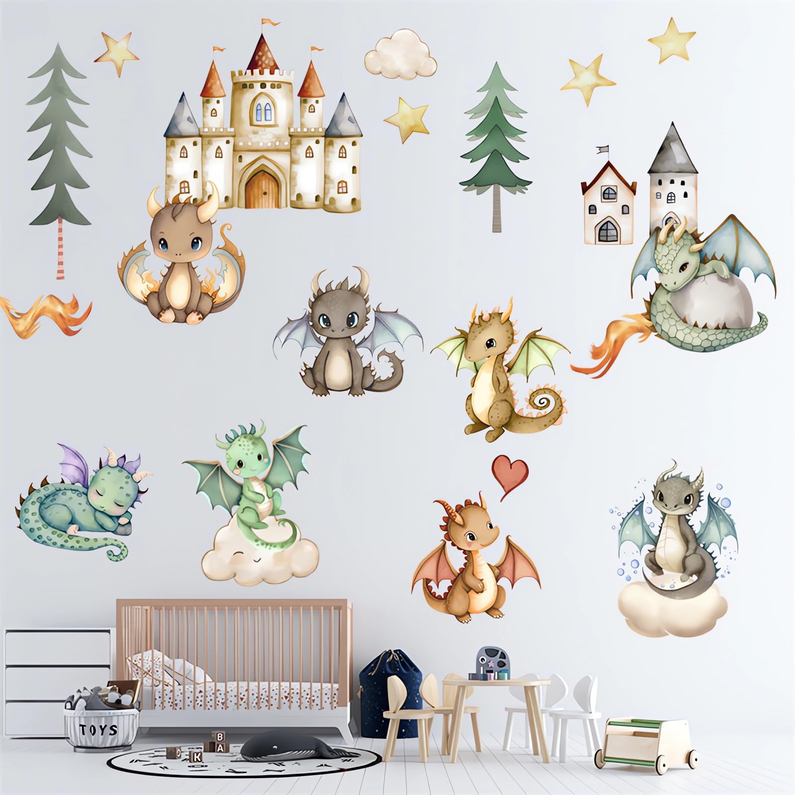 sacinora cute dinosaur cub wall sticker - mounted on a door for playful character