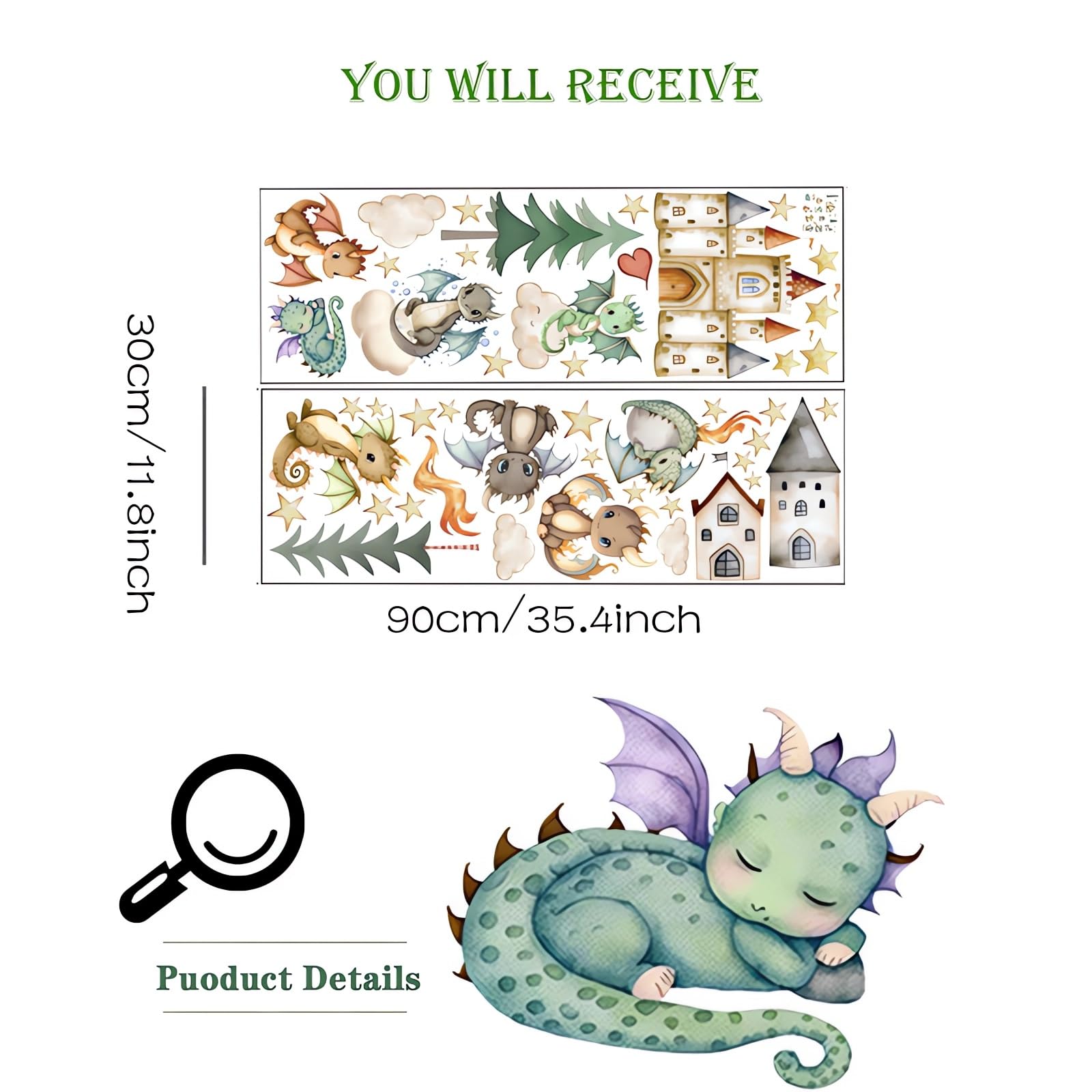 sacinora cute dinosaur cub wall sticker - showcased on a bookshelf for cozy whimsy