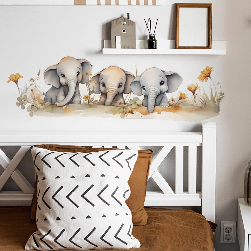 sacinora Elephant wall art decorating a living room with a whimsical touch