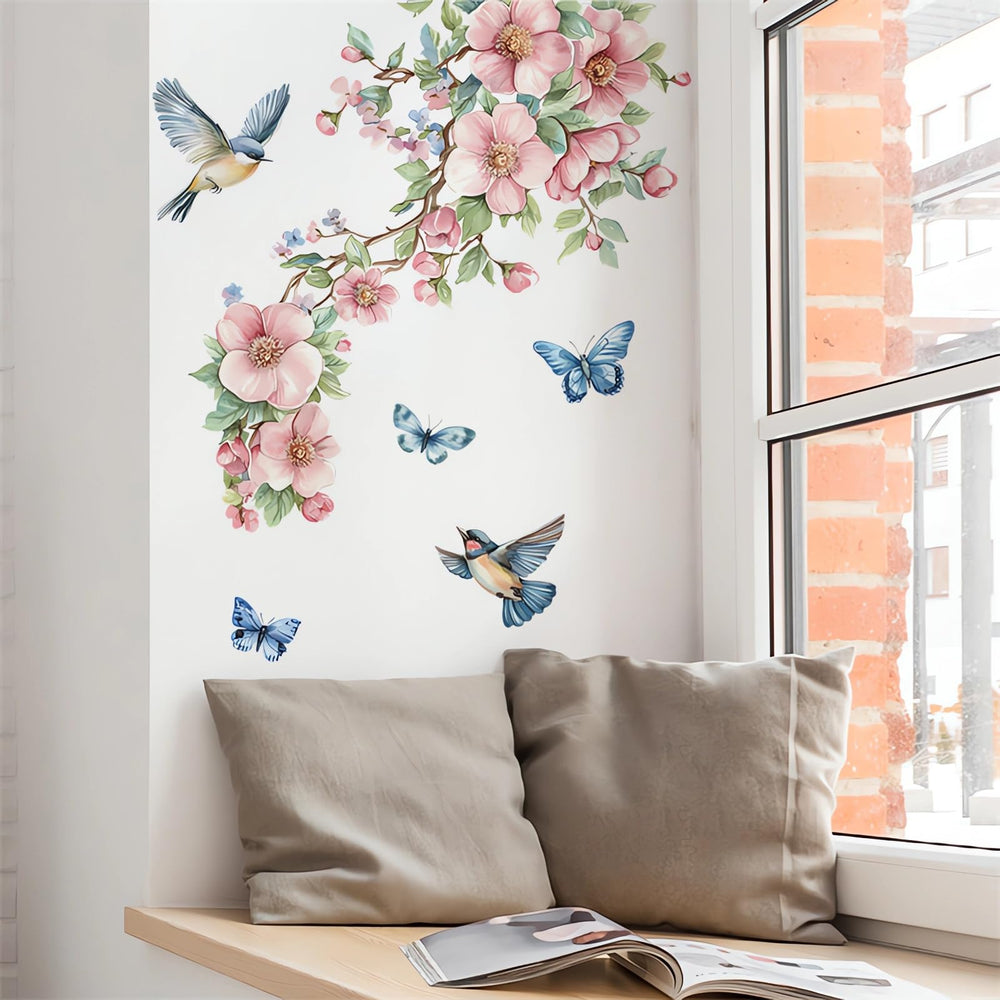Sacinora floral wall decal kitchen scene adds color and easy cleanup.