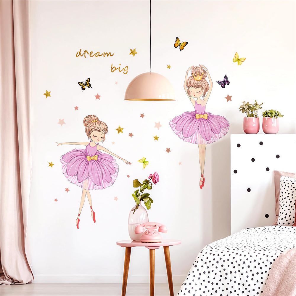 Sacinora Lovely Dancing Pink Ballet Girl wall sticker adds playful nursery decor