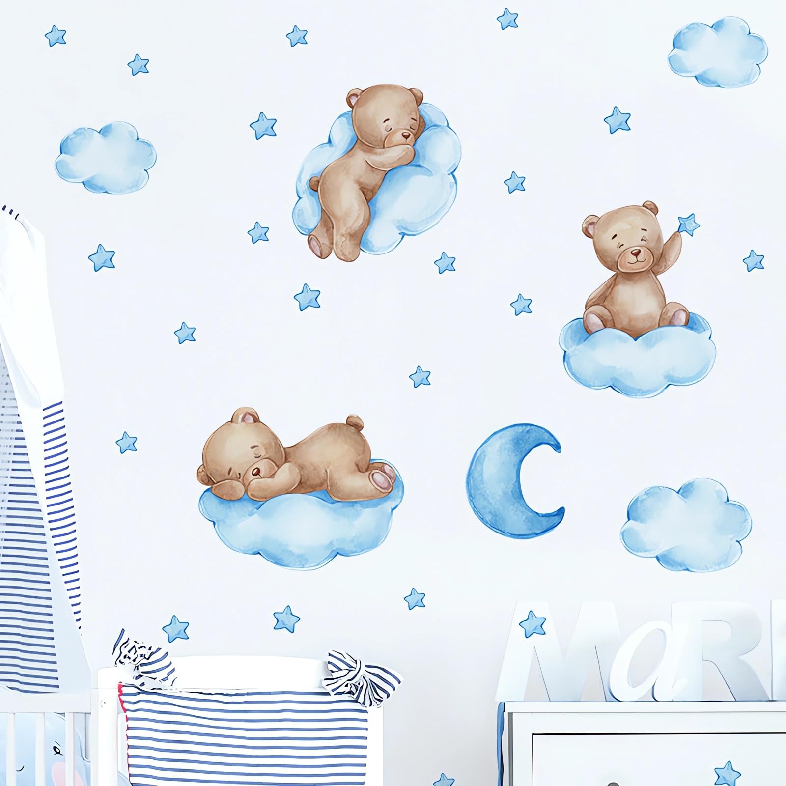 Sacinora moon and stars DIY art wall decals brighten kids' rooms