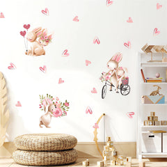 Sacinora pink bunny wall sticker for nursery decor with removable vinyl finish