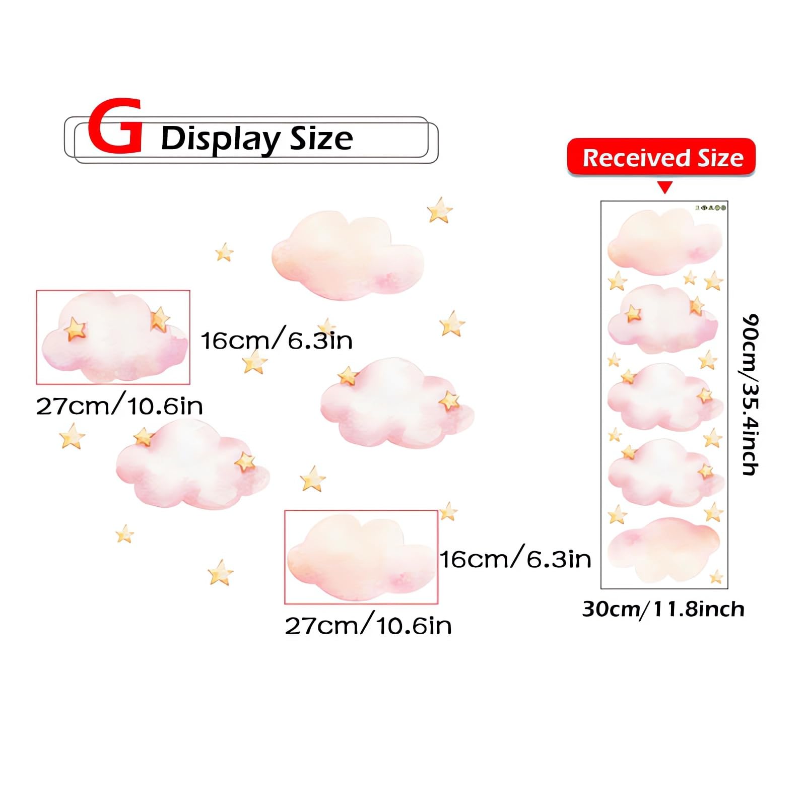 Sacinora Pink Clouds and Stars wall stickers suit living room for subtle whimsy.