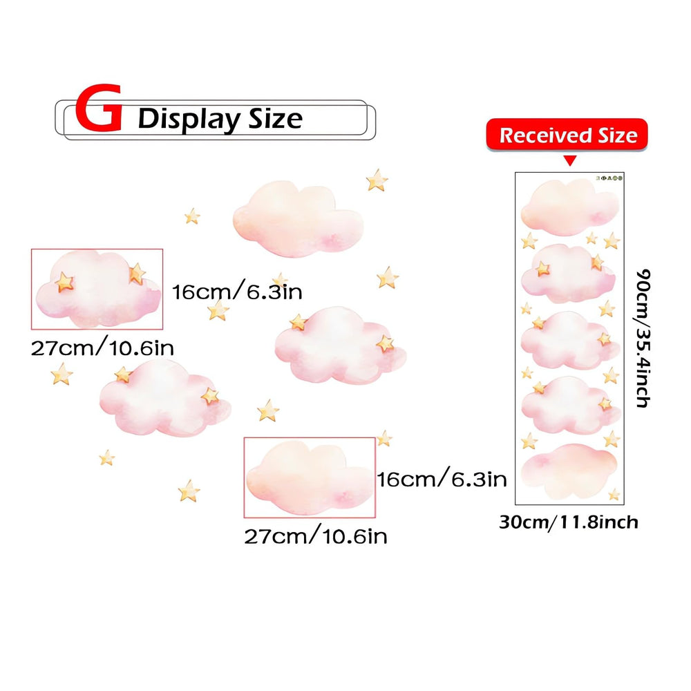 Sacinora Pink Clouds and Stars wall stickers suit living room for subtle whimsy.