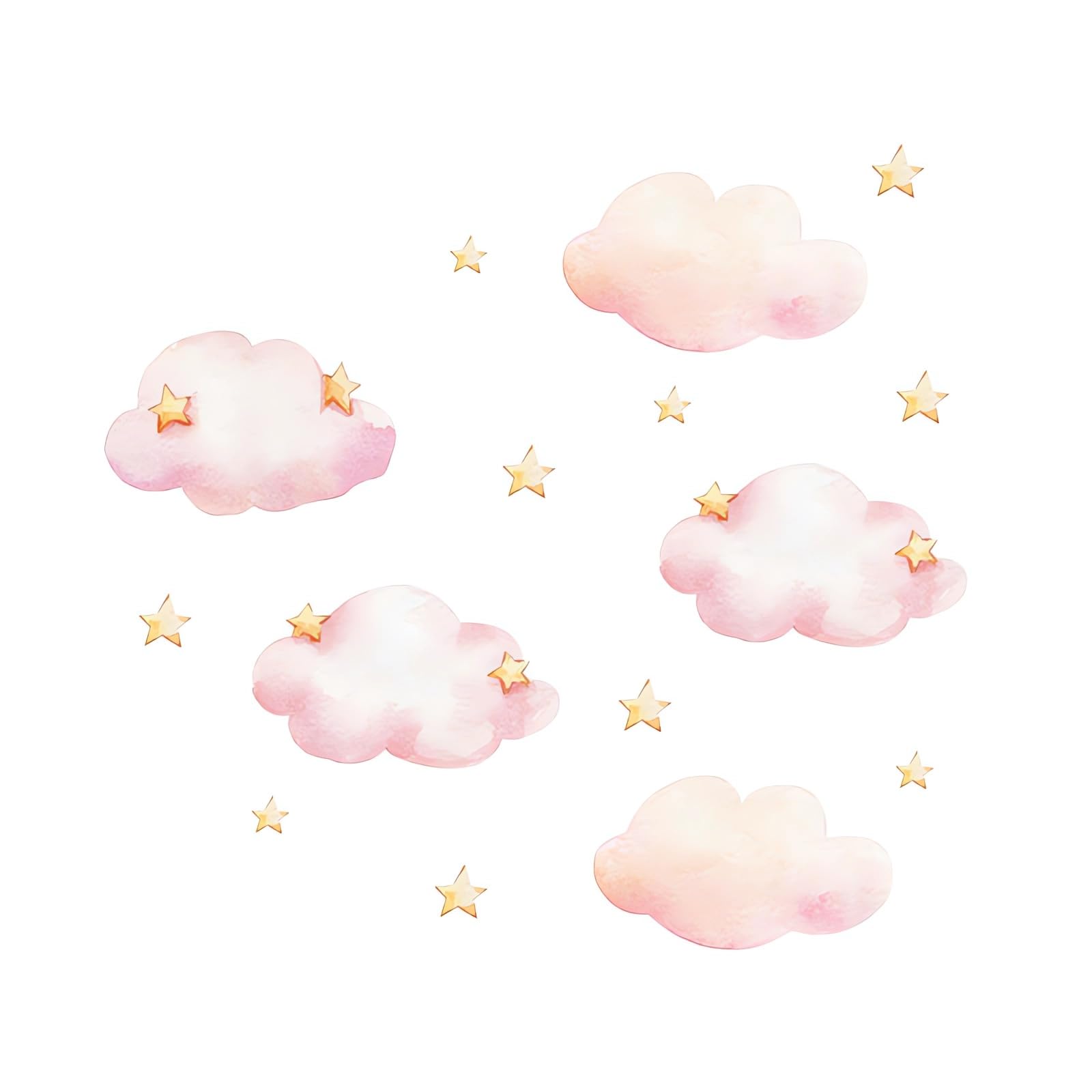 Sacinora Pink Clouds and Stars wall stickers brighten refrigerators with cheerful accents.