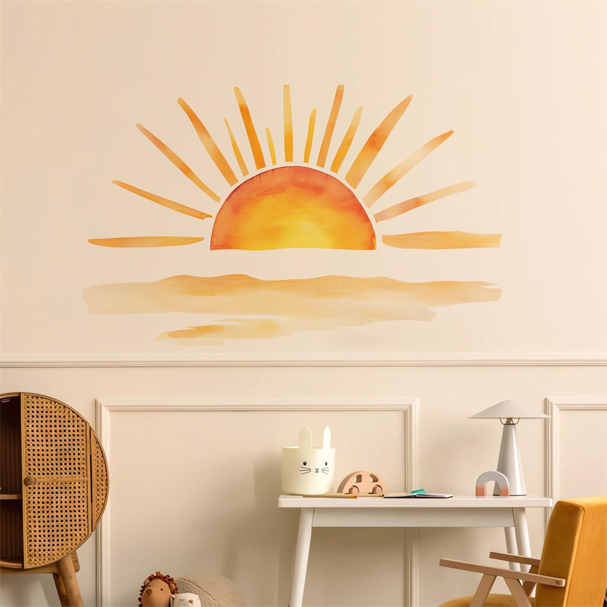 Sacinora sunset wall sticker sunny yellow setting adds warm living room ambiance