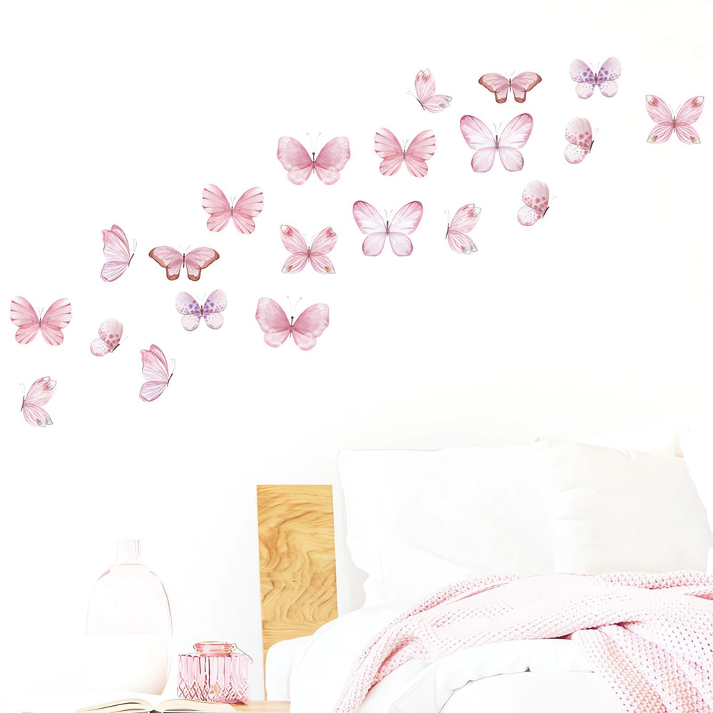 Sacinora watercolor butterflies assembly demonstrates easy peel-and-stick decor.