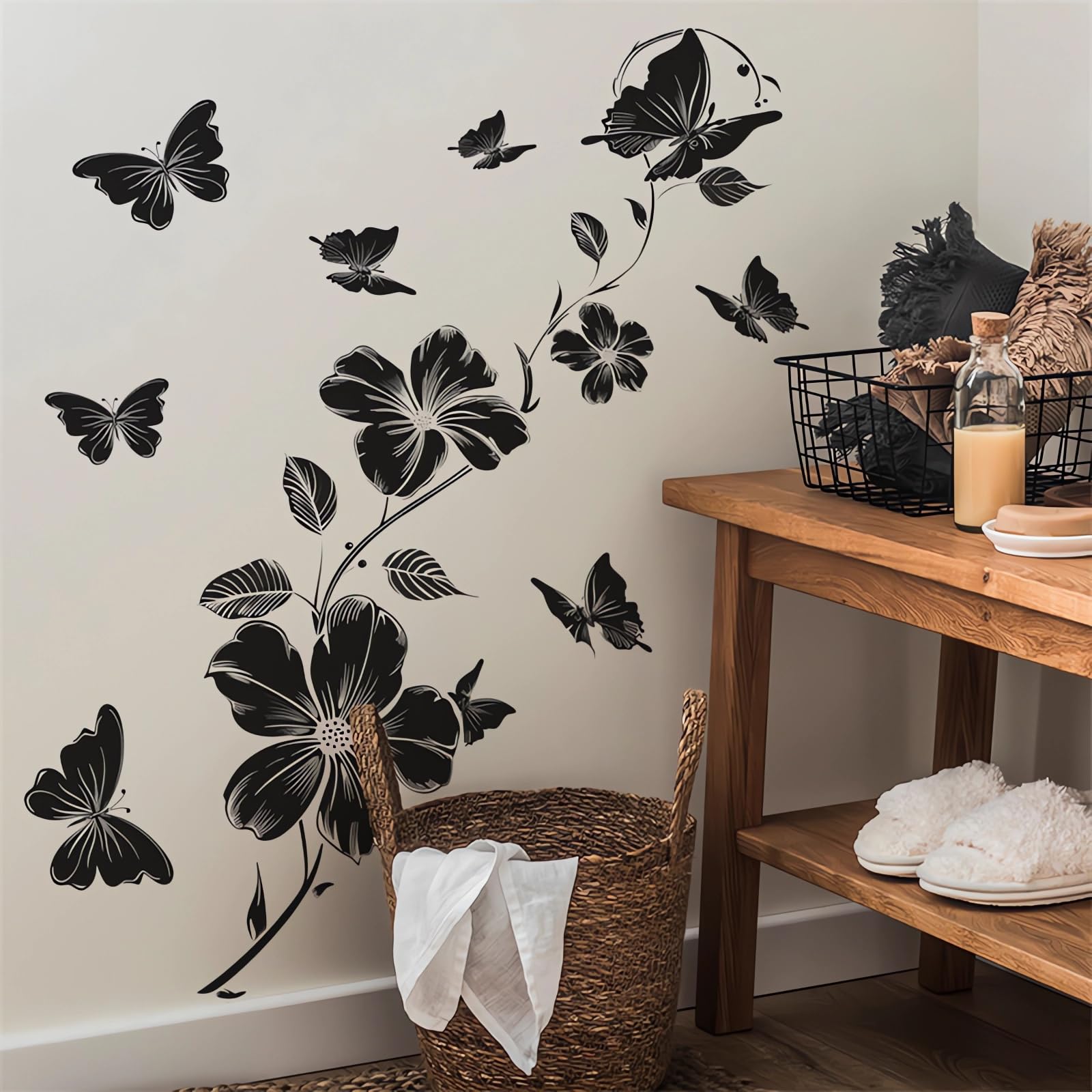 Sacinora waterproof semi-gloss vinyl wall decals designed for moisture-prone kitchens and bathrooms.