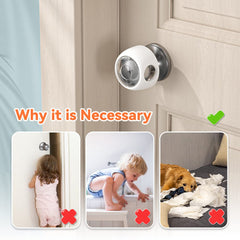 SAFELON door knob cover installation step showing tool-free setup.